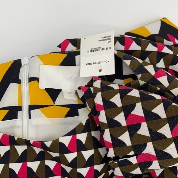 Hugo Boss Dareika graphic shift sheath dress short sleeve pink navy olive new 6 - Picture 4 of 7